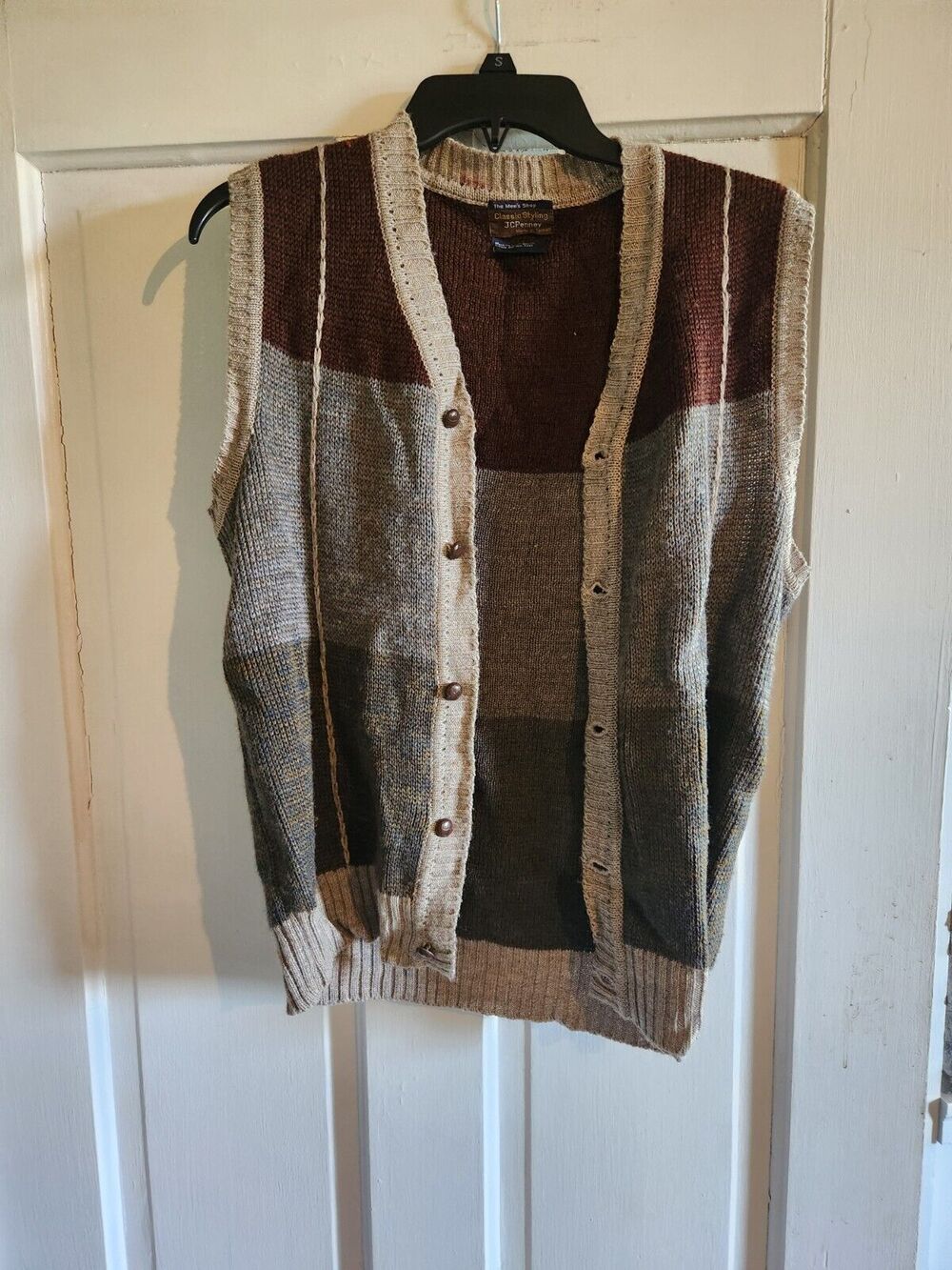 JC Penny's The Men's Shop Button Up Sweater Vest Wool Blend Large